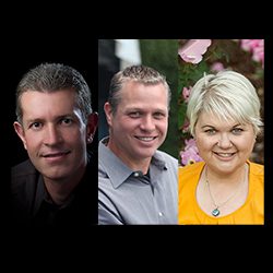 Bernard Ries PCC Brandon Barnett PHD Kelley Dockter ACC headshot photos side by side, three people smiling in headshot style photos