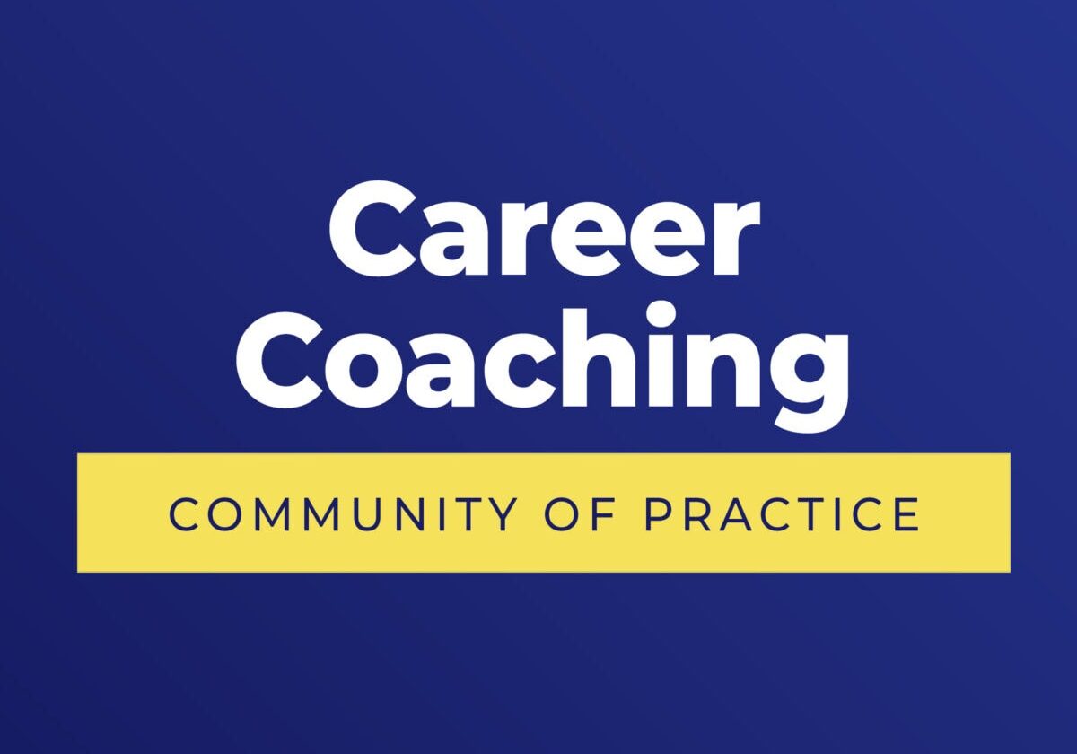 ICF Communities of Practice Career Coaching blue background logo