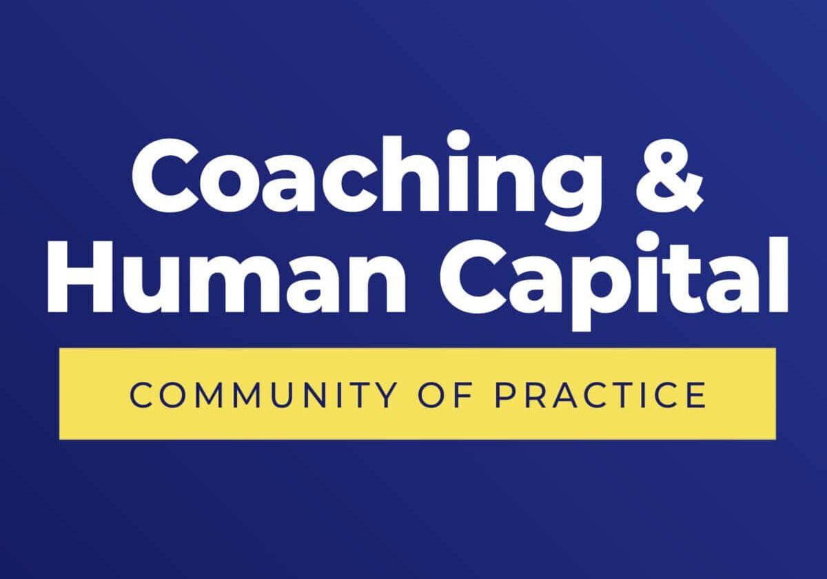 ICF Communities of Practice Coaching and Human Capital blue background logo