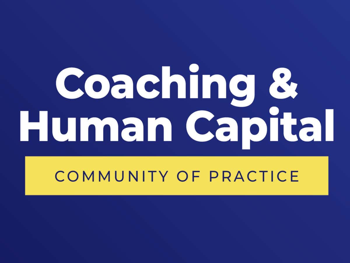ICF Communities of Practice Coaching and Human Capital blue background logo