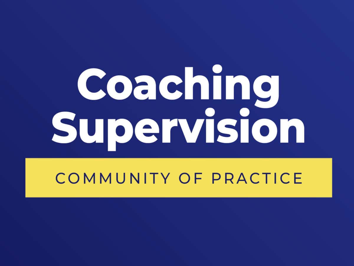 ICF Communities of Practice Coaching Supervision blue background logo