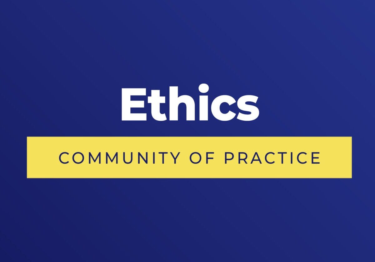 ICF Communities of Practice Ethics blue background logo