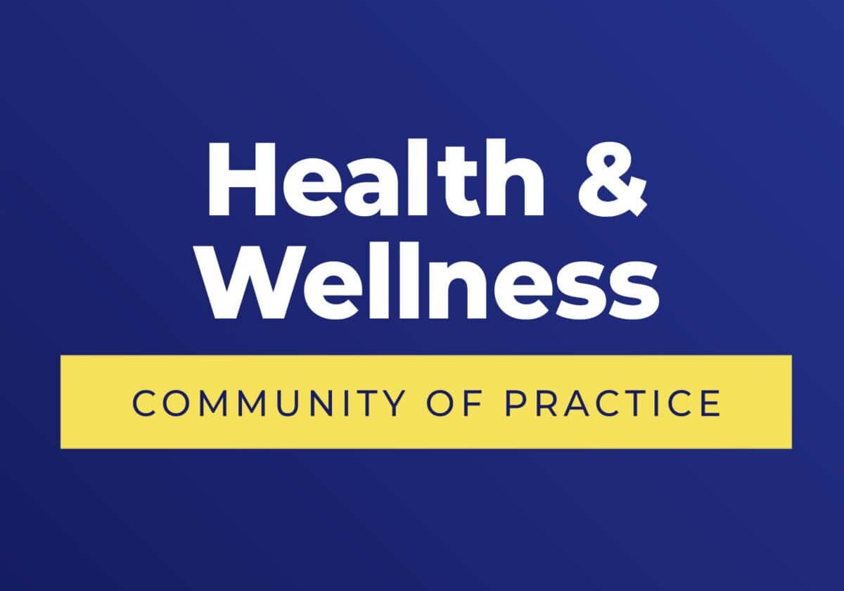 ICF Communities of Practice Health and Wellness Coaching blue background logo