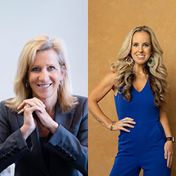 Ellen Kocher MCC and Erin Thomas PCC headshot photos side by side, two women with blond hair smiling at the camera with different backgrounds