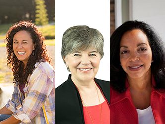 Kemia Sarraf MD Ann V Deaton PCC and Antoinette DuBois Ayers RCC side by side headshot photos, three women smiling