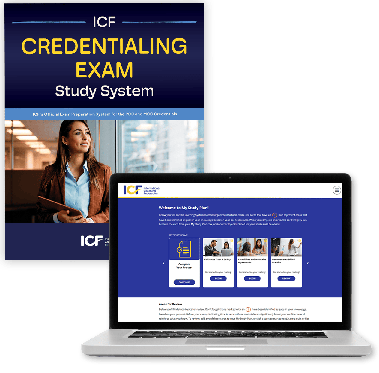 icf-ge-credentialing-exam-study-system-book-laptop-mockup