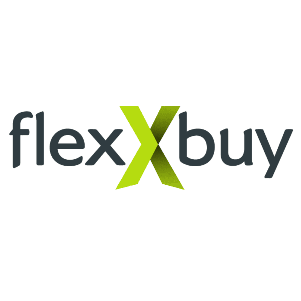 Business Solution Partners Logo, Flexxbury, black sleek text with a green large X.