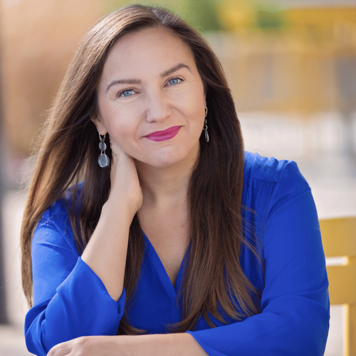Headshot of Inga Bielinska wearing a blue shirt.
