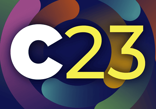 Icon for the ICF Converge 2023, an international conference aimed at shaping the future of coaching through collaboration and innovation.